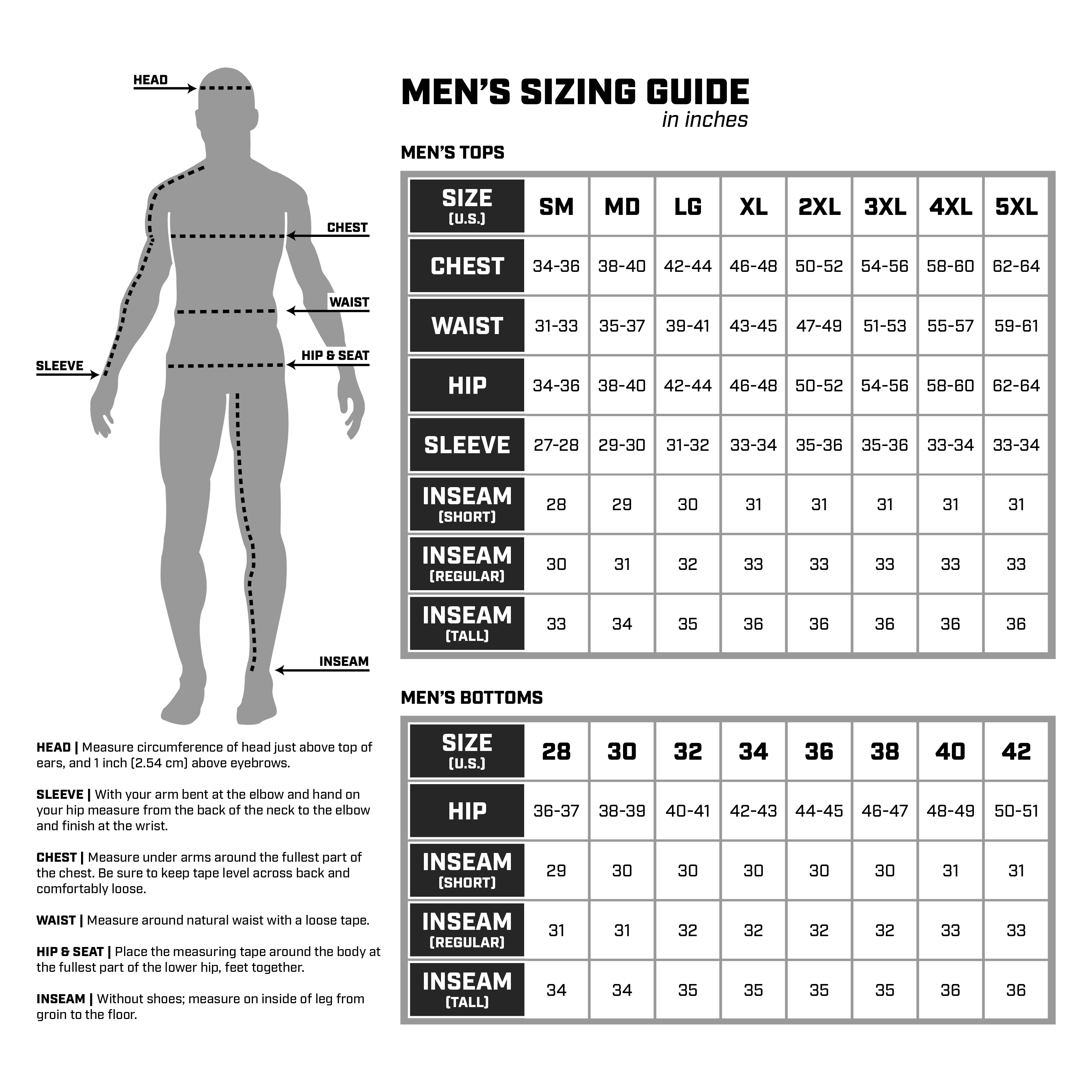 Male Body Measurement Chart 